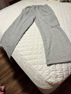 Light Gray Wide-Leg Sweatpants